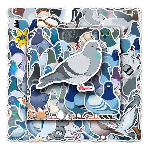 50pcs Cartoon Pigeon Series Sticker, Waterproof Sticker Pack for Wall Water Bottle Skateboard Helmet Car Bike Luggage Laptop, Decorative Decal, Decals Stickers, Car Decorations, Universal Car Sticker, Sticker for Cars