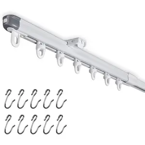 Telescopic Ceiling Mount Curtain Track System 51 to 94 inch Adjustable Room Divider Track Set (51-94") White