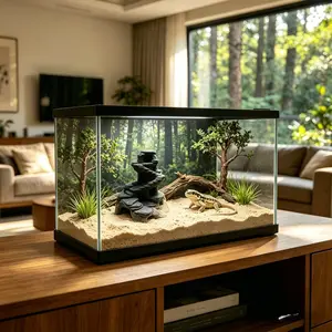 Buried Sand Reptile Enclosure Decor, Multi-Layer Resin Hidden Cave with Climbing Platform, Natural Rock Style Habitat Decor, 3D Printed Pla Material
