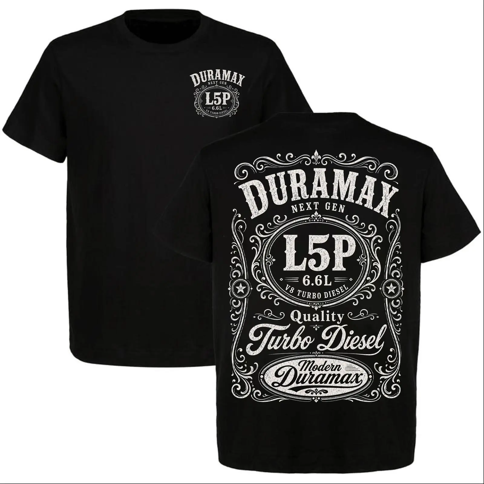 Duramax L5P 6.6L V8 Turbo Diesel Shirt, Next Gen Diesel Truck Graphic Tee, Front and Back Print Mechanic Gift for Men
