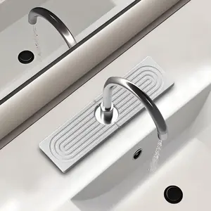 Faucet Mat for Kitchen Sink,15.7" Diatomite Stone Drying Mat,Quick Drying Splash Guard,Super Absorbent.Kitchen ,Bathroom Sink Splash Guard, Durable Countertop Protection(White)