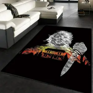 Michael Myers Horror Movie Halloween Rug, Horror Characters Halloween Rug Halloween Gift For Family, Cute Gift Non-Slip Floor Carpet, Decoration Mat for home Living Room Bedroom, Room Decor, Home Decor