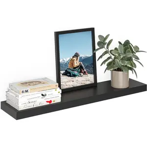 Floating Shelf, 36"  Wall Shelf with Invisible Brackets for Bathroom, Living Room, Bedroom, Kitchen, , 8" Deep, Black