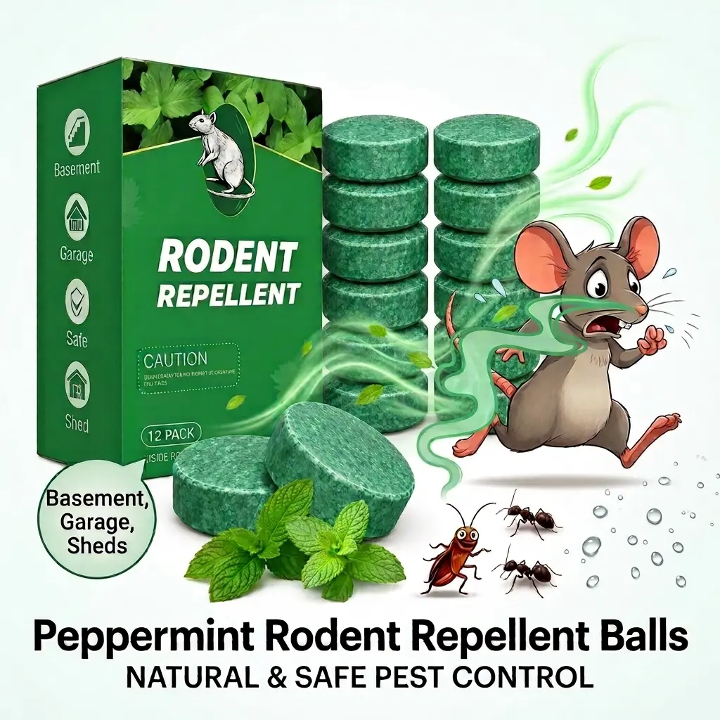 Rodent Repellent - Natural Peppermint Oil Mouse & Pest Repellent Balls (12 Pack), Pesticide-Free Pet Friendly, Safe Rodent Deterrent for Garage,Sheds, Basements