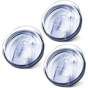 3 Pack 20oz Skinny Straight Stainless Steel Tumbler Replacement Lid,Spill Proof Splash Resistant Silicon Sliding cover for 2.76inch mouth,Straw Friendly for work, travel and Daily Life