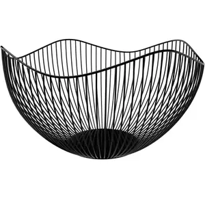 Wire Fruit Basket Gold/Black Fruit Bowl for Kitchen Counter Wave Fruit Basket Serving Bowl Wire Fruit Dish for Fruits and Veggies