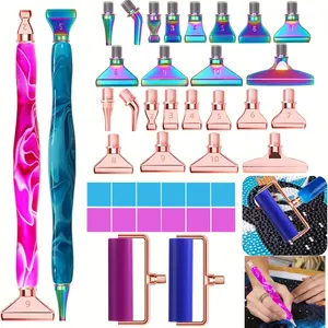 DIY Diamond Painting Drill Pen Set, Includes 1 Drill Pen, 12 Drill Heads, 1 Roller, 6 Clay Sheets, Multifunctional Metal Drill Pens, Diamond Painting Kits