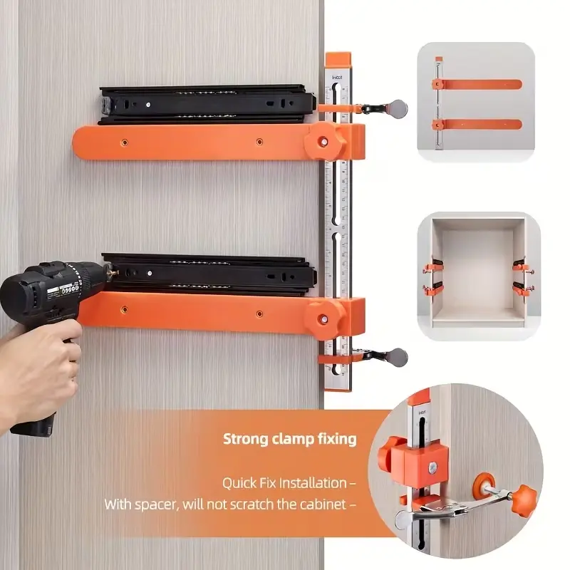 IMBOT Hardware Drawer Slide Rail Installation Assistant Bracket - Magnetic Stable Adsorption, Quick Fixtures for Easy Positioning, Tool Upgrade Accessory