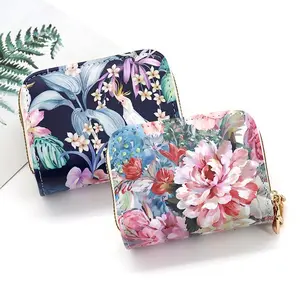 2026 Oriental Design RFID Card Holder Multi-Slot Zipper Coin Pouch Luxury Minimalist Trendy Floral Mini Double-Zip Wallet with Dual-Zip Organized Storage and Sturdy Chic Finish