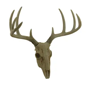 15in Faux Deer Skull Wall Art - 10-Point Antlers for Rustic Lodge Vibes
