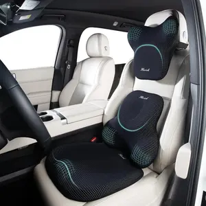 FLORICH Car Seat Cushion and Lumbar Support Pillow for Office Chair Car, Neck Headrest Pillow, Ergonomic Memory Foam, Pressure-Relieving Back Support for Car, Office Chair & Wheelchair – Black