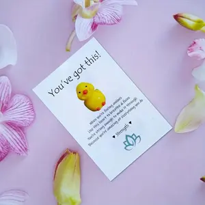 Cute Mini Resin Duck Love DIY Encouragement Cards Kit, 1-100pcs Classroom Kindness Gift Cards, Perfect for Family & Friends Gifts