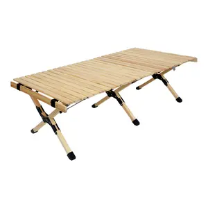 Portable Foldable Outdoor Picnic Table - Natural Beech Wood Camping Table with X-Frame Design -Large Sizes