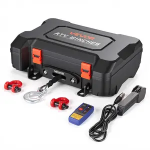 【DealsForYouDays】VEVOR Portable 12V DC Electric Winch, 3500 lbs with Synthetic Rope, Wireless & Wired Remotes, Box-Style Recovery Kit, Built to Last, 153:1 Gear Reduction, Aluminum Alloy Frame, for ATV/UTV Off-Road Pulls