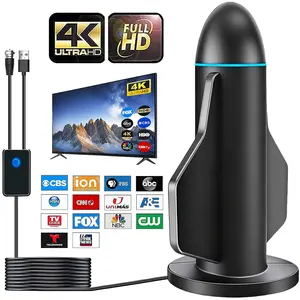 Smart TV Antenna, 2026 Upgraded Long-Distance Signal Booster, 360° Omnidirectional Reception, Ultra-thin Design, Compatible with Smart/Older TVs, Free Monthly Fee for HD Viewing