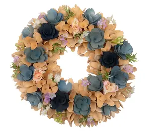 Northlight Wooden Spring Wreath with Mini Flowers- 14"