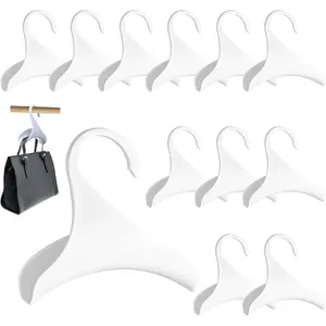 12 Pcs White Purse Hangers for Closet, Handbag Hangers for Closet, Bag Hanger, Handbag Organizer Hooks, Bag Organizer Hanging Hooks for Backpacks Satchels Tote Bag Home Storage (White)