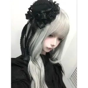 Dark Gothic Lolita headpiece hairpin bow hair accessory lace top hat gift