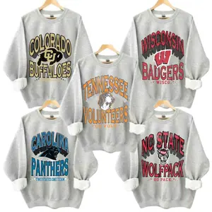 Retro College Graphic Ash Grey Sweatshirt | Vintage Varsity Crewneck | Classic Campus Style - PTS