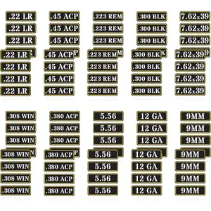 Can Vinyl Sticker Set Decal Label for Cans Cases Boxes .22 .223 .308 9MM .380 .45 5.56 7.62 12GA 300BLK Black (80 Pack/10 Varieties)