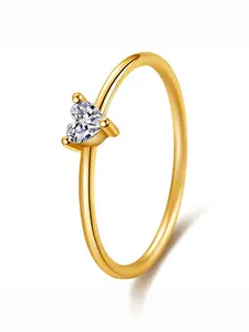 Cute Heart Shape Ring, 18K Gold Plated Jewelry, Perfect Gift for Family, Ideal Return-to-School Present, Women's Casual Style, All Seasons