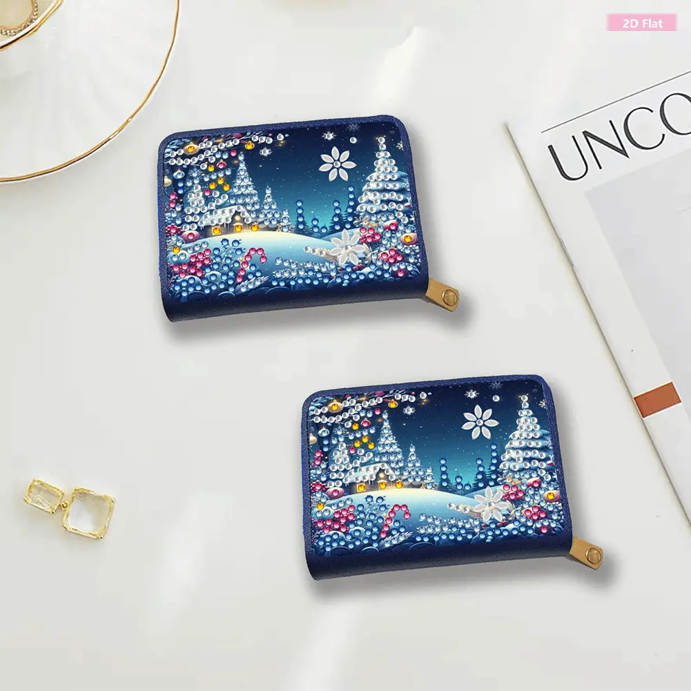 DIY Diamond Painting Bling Rhinestone Makeup Bag Zipper Closure Diamond Dot Diamond Card Pack Large Capacity 5D Diamond Painting Coin Pouch for Cash Carry Daily Use Travel