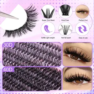 240Pcs DIY Lash Clusters - 10D/20D/30D/40D Mix Length Individual Lashes with Thin Band for Natural & Voluminous Eyelash Extensions