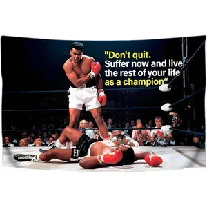 Tapestry  Sports Polyester Muhammad Single Sided Flag  - Cool Inspirational Funny Poster for Rroom Girls - Decor Wall Motivational Quote for Indoor and Outdoor - Ali Meme Posters Guys.Multiple sizes are available for selection. Hanging Colo