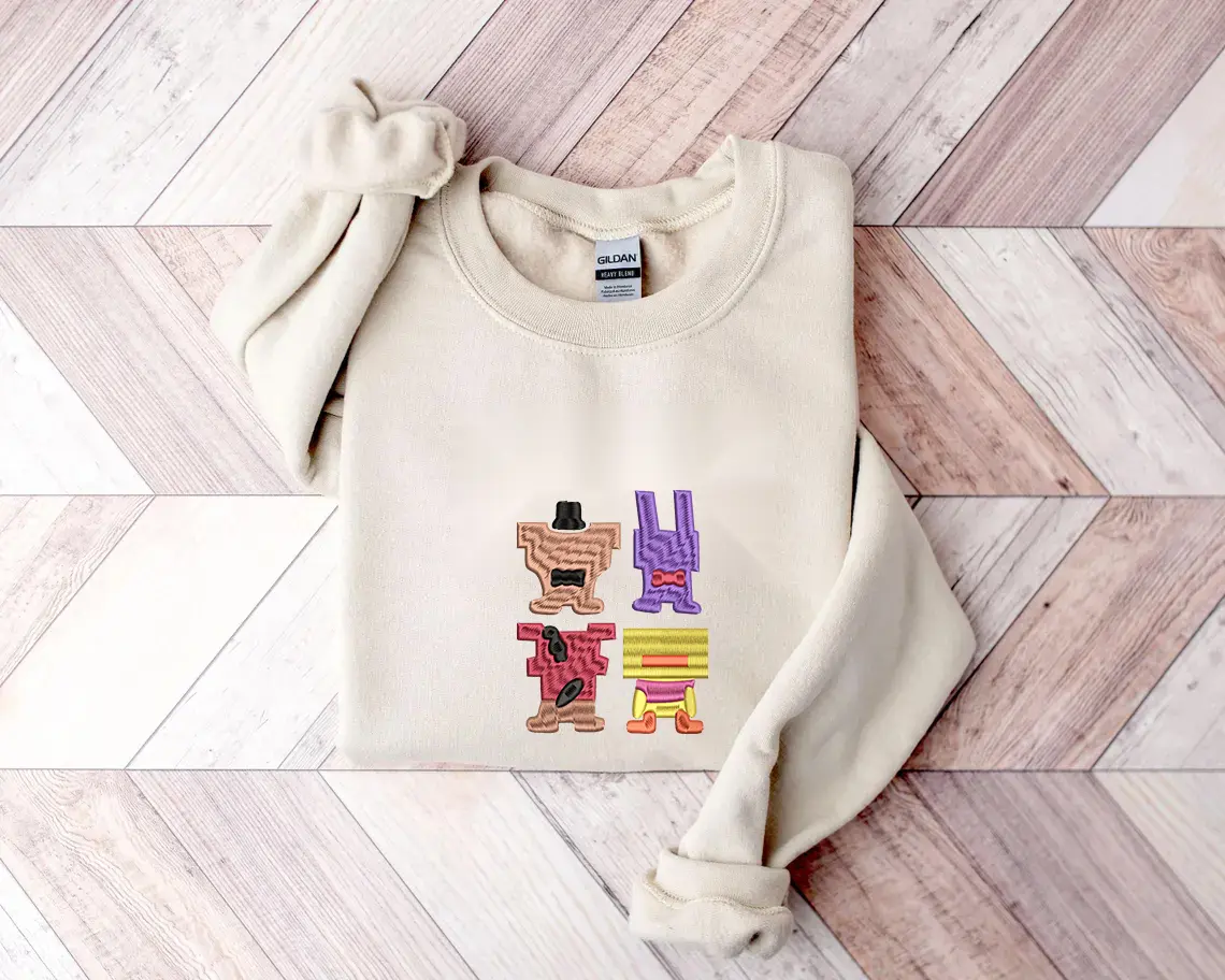 FNAF Embroidered Crewneck Sweatshirt - Tshirt,  Five Nights at Freddys Shirt, Funny Meme Tee, Unisex All Size
