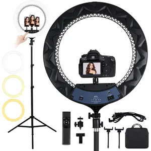21 inch LED Ring Light with Tripod Stand 6000K Dimmable Makeup Selfie Light with  Panel Phone Holders for YouTube Vlog Video  Include Carrying Bag and Remote Control CRI>90