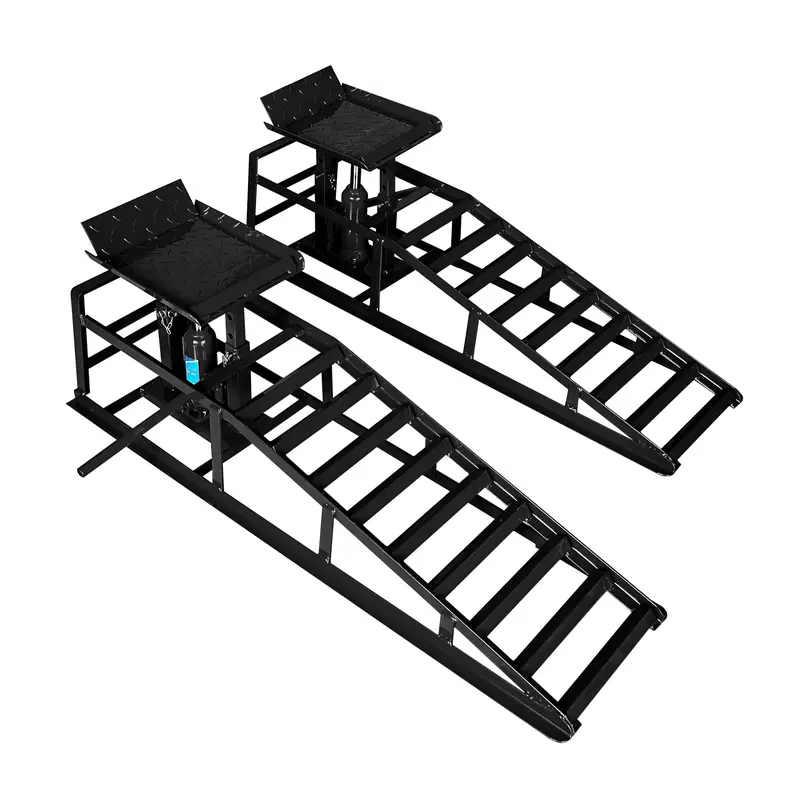 Hdmw Hydraulic Car Ramps, 2 Pack Car Ramp High Lift, 11000LBS Automotive Truck Cars Service Ramps, Low Profile Oil Change Ramps with Support Jack for Car Truck Trailer Garage Repair (Black)