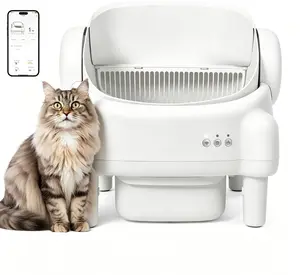 TAYACICY Automatic Self Cleaning Litter Box Open Top with App Control for Multiple Cats 16.5"x16.5" Entrance Dual Safety Tech 10.5L Sealed Waste Bin Leak-Proof Design Cream White - Litterbox(Only supports 2.4GWifi) mothersdaygift#SummerVibes#petlovers