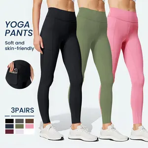 women's pocketed sports pants/yoga pants. High-waisted, butt-lifting, tummy-tucking, soft, comfortable, anti-pilling fabric sports pants. Suitable for everyday casual wear, outdoor sports, training, and running. Fall clothing base layer pants.