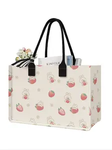 Strawberry Pattern Tote Bag, Large Capacity Shoulder Bag for Women, Casual Trendy Versatile High-quality Daily Commuting Bag, Girl Fashionable Shopping Bag