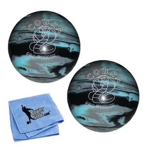 EPCO Duckpin Bowling Ball - Cobra Pro Rubber - Black, Light Blue & Grey (4 7/8 inch- 3lbs. 12oz.) - 2 Balls