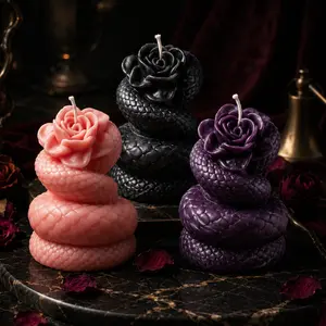 Dark Romance Serpent Rose Candle | 42°C Skin-Safe Massage Wax | Gothic Peelable Spa Gift