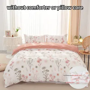 Floral 3-piece bedding set, Decorative bedding set, including duvet cover and two pillowcases without duvet insert, suitable for bedrooms and guest rooms, various sizes