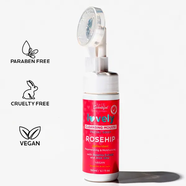 Face Beautiful Brazilian Rosehip Cleansing Mousse - Gentle Foam Cleanser for All Skin Types, Hydrating Lightweight Texture, Refreshing facial wash 150 ml / 5.1 fl oz gentle foam