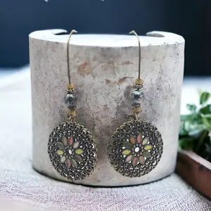 Boho Filigree Enamel Earrings – Colorful Dangle Jewelry