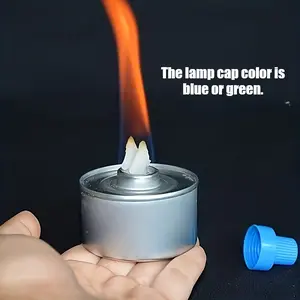 Iron alcohol lamp / fuel lamp, Portable camping light, empty bottle no fuel, 50ml capacity, continuous use approx 1 hour, suitable for essential oil extraction, camping, lamp cap color random