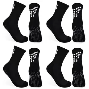 4-pairs Grip Soccer Socks Men Women Non-slip Sports Cushioned Football Yoga Pilates Basketball Rugby Hiking