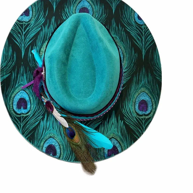 Peacock Feather Wide Brim Fedora