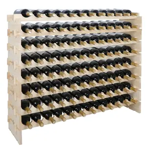 Segawe Stackable Modular Wine Rack 96 Bottle Wine Storage Stand Wooden Wine Holder Display Shelves Sturdy Utensils