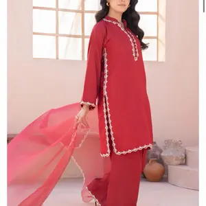 Women silk 3pc embroidered dress Womenswear