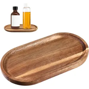 Small Acacia  Serving Trays Mini Wooden Platters Wooden  Tray Dispenser  Counter Plates Bathroom Countertop Organizer Trays Coffee Bar Tray Appetizer Serving Board Snack Serve Board