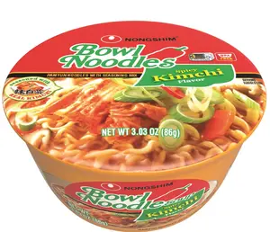 Nongshim Kimchi Instant Ramen Noodle Bowl Soup Mix, Korean Ramyun Food with Veggies, Microwaveable Pantry Instant Noodles