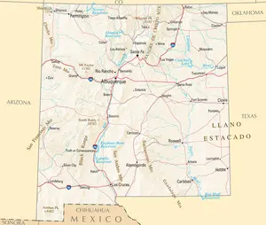 Map of New Mexico NM - Reference Map - Peel and Stick Wall Decal
