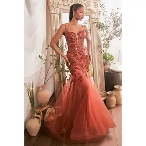 Cinderella Divine -CDS488 Sequin Floral Mermaid Evening Dress