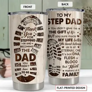 To My Step Dad Husband 20oz Tumbler with Lid and Straw Stainless Steel Insulated Vacuum Flask Coffee Cup Special Fathers Day or Christmas Gift for Him Unique Bonus Dad Travel Mug