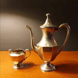 Antique  Silver tea  pot & Creamer